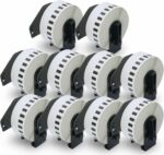BETCKEY - 10 Rolls DK-22210 Labels, 29mm x 30.48m, 10 Continuous Length Paper Labels Compatible with Brother QL Label Printers