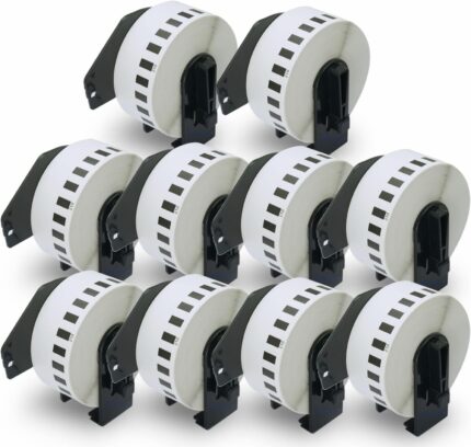 BETCKEY - 10 Rolls DK-22210 Labels, 29mm x 30.48m, 10 Continuous Length Paper Labels Compatible with Brother QL Label Printers