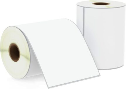 BETCKEY – 102mm x 165mm(4 in x 6.5 in) Large Shipping & Multipurpose Thermal Labels, 250 Perforated Stickers per Roll Compatible with Zebra & More Printers [2 Roll/500 Labels]