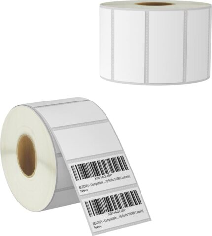 BETCKEY - 57mm x 25mm(2.25 in x 1 in) File Folder & Multipurpose Thermal Labels, 3000 Perforated Labels (2 Rolls)