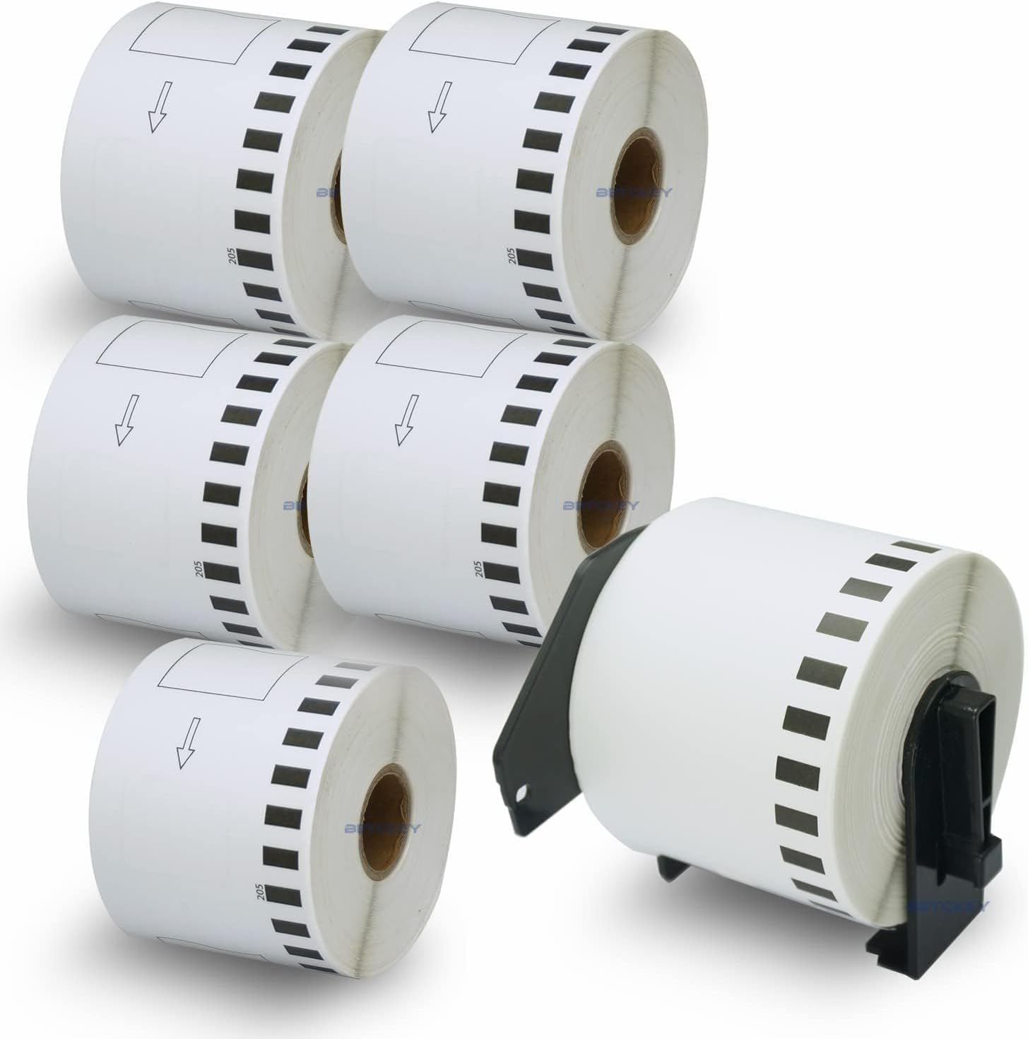 BETCKEY – 6 Rolls DK-22205 Labels with ONLY 1 Reusable Label Holders, 62mm x 30.48m, 6 Continuous Length Paper Labels Using for Ql Label Printers BETCKEY – 6 Rolls DK-22205 Labels with ONLY 1 Reusable Label Holders, 62mm x 30.48m, 6 Continuous Length Paper Labels Using for Ql Label Printers