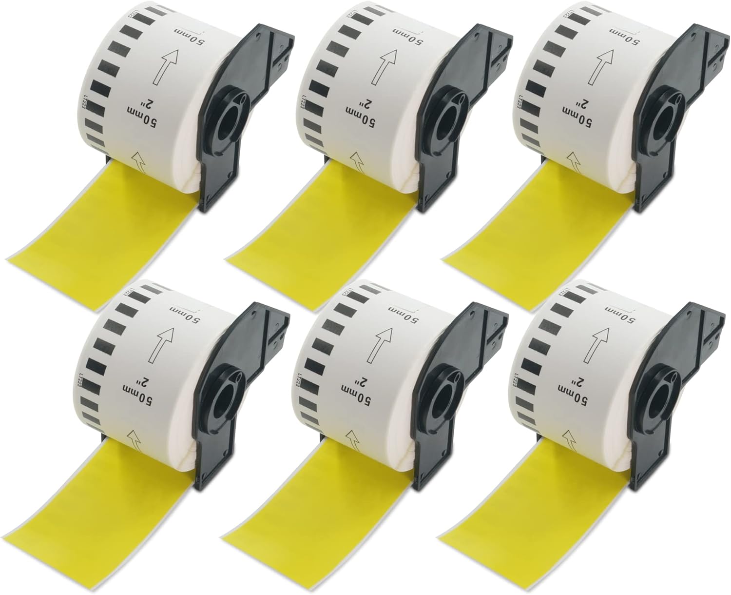 BETCKEY – 6 Rolls DK-22223 Colored Labels, 50mm x 30.48m, Black on Yellow, 6 Continuous Paper Labels Using for QL Label Printers BETCKEY – 6 Rolls DK-22223 Colored Labels, 50mm x 30.48m, Black on Yellow, 6 Continuous Paper Labels Using for QL Label Printers