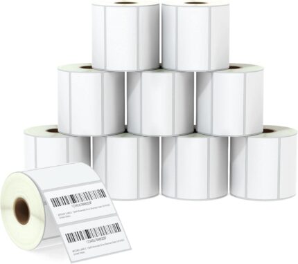 BETCKEY - 76mm x 38mm(3 in x 1.5 in) Barcode Shipping & Address Thermal Labels, 950 Perforated Labels per Roll Compatible with Zebra & More Printers [10 Roll/9500 Labels]