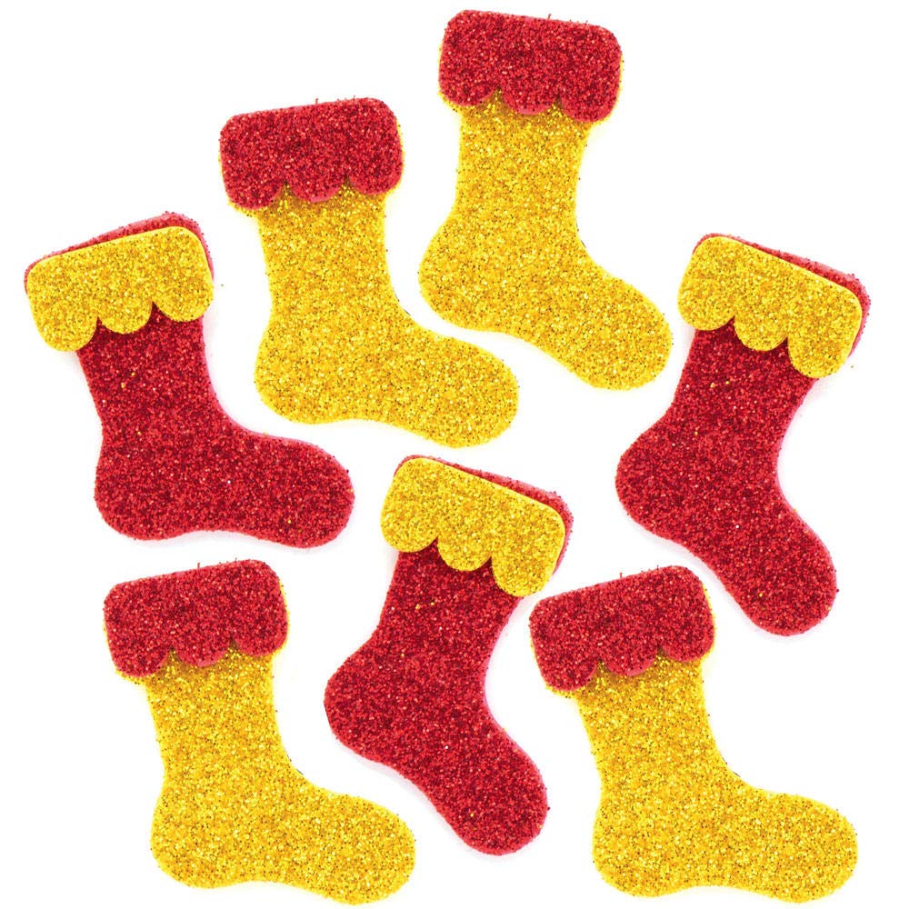 Baker Ross AX311 Christmas Stocking Glitter Foam Stickers – Pack of 100, Kids Stickers, Ideal for Christmas Arts and Crafts Projects, Great for Card Making and Scrapbooking Baker Ross AX311 Christmas Stocking Glitter Foam Stickers – Pack of 100, Kids Stickers, Ideal for Christmas Arts and Crafts Projects, Great for Card Making and Scrapbooking