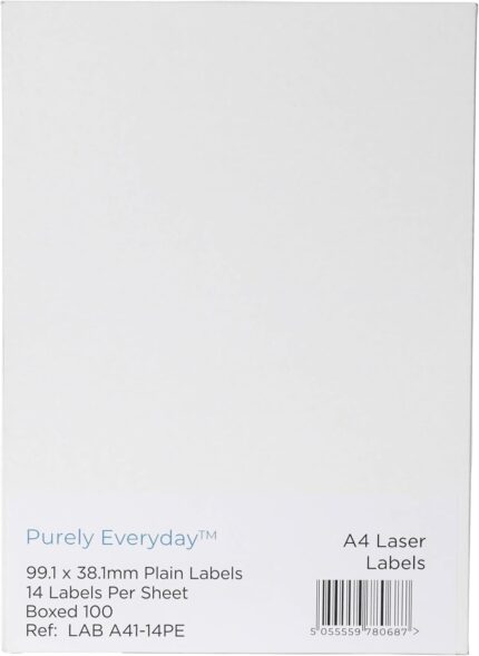 Blake Everyday - Self-Adhesive 14 Labels per A4 Sheet - 1,400 Labels - 100 Sheets - Laser & Inkjet Printer Compatible - Address Shipping Labels - Warehouse & Business Supplies (LAB A41-14PE)