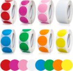 Coloured Dot Stickers Circle Sticker - 4000PCS Round Sticker Dots Set Color Coding Labels Sticky 1 Inch 2.5cm Self-Adhesive 8 Colors 8 Rolls for Office…