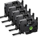 Compatible with Brother Label Printer Tape Replacement for P Touch TZe-335 TZe335 12mm 0.47 Inch TZe TZ Tape White on Black, Compatible with Brother P-Touch PT-H110 H107B H100LB D400 H105, 5-Pack