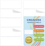 Creavvee® 112 Pack White Address Labels – Self-Adhesive Labels 89 mm x 36 mm – Easy to Write On – Strong Stick, Easy Peel – Ideal for Mailing, Shipping, Organizing, Office & Home Use