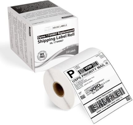 DYMO-Compatible 1744907 Shipping and Postage Labels for 4XL (4″ x 6″) — BPA Free! (6 Rolls; 220 Labels per Roll)