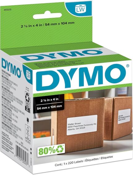 DYMO LW Standard Shipping Labels for LabelWriter Label Printers, White, 2-1/8'' x 4'', 1 roll of 220 (30323)