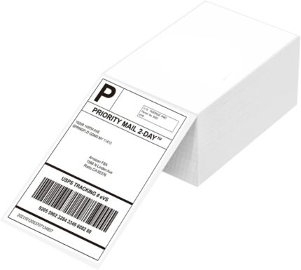 Direct Thermal Labels - Fanfold Shipping White (101x152mm) Sticky Stickers BPA&BPS Free Square Label for 4x6 Inch Printer