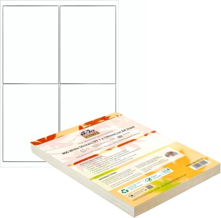 Double Dragon, 100 Sheets Pack A4 Self-Adhesive Address Labels, 4 Per Sheet, 400 Labels, 99.1x139mm, Easy Peel, Inkjet & Laser Printer Compatible – Address, Shipping, Mailing, File, DIY Stickers