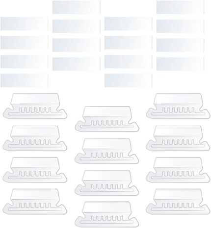 GLEAVI 50pcs Hanging File Folder Tabs with PVC Label Holders, Small Classification Index Tabs for Office Filing and Document Organization