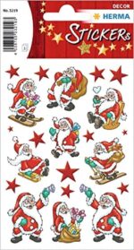 HERMA 3219 Christmas Stickers, Santa Claus (63 Stickers, Paper, Matte) Self-Adhesive Christmas Decoration, Permanent Adhesive Labels for Christmas, Gifts, Crafts, Advent Calendar, Colourful