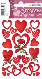 HERMA 3619 Stickers Hearts Red Small Large 66 Pieces Heart Stickers with Roses Flowers Labels in Heart Shape for Valentine's Day Love Wedding Birthday Scrapbooking Decoration Gift Letters DIY