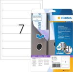 HERMA Self Adhesive Removable Spine Labels, 7 Labels per A4 Sheet, 25 Sheets, 192 x 38 mm, 175 Labels, Blank Lever Arch File Folder Stickers, Sticky Labels for Laser & Inkjet Printer, White