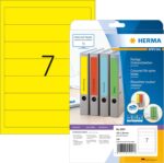 HERMA Self Adhesive Spine Labels, 7 Labels per A4 Sheet, 20 Sheets, 192 x 38 mm, 140 Labels, Blank Lever Arch File Folder Labels Stickers, Sticky Labels for Laser & Inkjet Printer, Yellow
