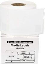 HOUSELABELS Compatible DYMO 30324 Media Labels (2-1/8" x 2-3/4") Compatible with Rollo, DYMO LW Printers, 6 Rolls / 400 Labels per Roll