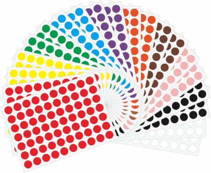 Hylabelest 10mm Coloured Dot Stickers Sticky Labels, 10 Assorted Coloured Circle Stickers, Total Pack of 1400