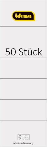 Idena 90274 Folder Spine Labels Short Self-Adhesive Labels for 8 cm Spine Width Pack of 50 White
