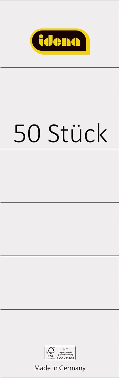 Idena 90274 Folder Spine Labels Short Self-Adhesive Labels for 8 cm Spine Width Pack of 50 White Idena 90274 Folder Spine Labels Short Self-Adhesive Labels for 8 cm Spine Width Pack of 50 White