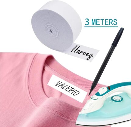 Iron On Name Labels for Clothes, 3m x 2cm Kid Name Labels with Pen, Alternative for Name Stamp for Clothes Kids