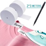 Iron On Name Labels for Clothes, 6m x 2cm Kid Name Labels with Pen, Alternative for Name Stamp for Clothes Kids
