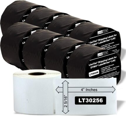LT30256-8 Labels Compatible with DYMO (LW), 2-5/16 x 4 Inches, 8 Rolls, 2400 Labels (LT30256)
