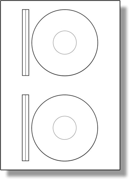 Label Planet® 2 Per Page/Sheet, 5 Sheets (10 Sticky CD ROM Labels), White Blank Matt Paper Plain A4 Round Media Stickers, for Laser/Copier or Inkjet Printer, UK LPCD116, 116MM Diameter 41MM Hole