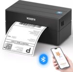 MUNBYN Shipping Label Printer Bluetooth, Postage Thermal Label Printer 4x6 for Business, Compatible with Etsy, Shopify, eBay, Amazon, Royal Mail, DHL, DPD, Evri, with 25 Labels, 130B, Black