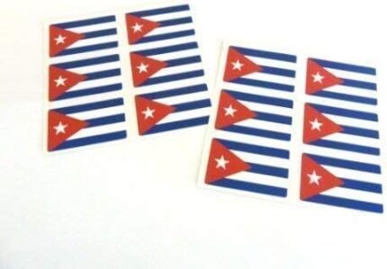 Mini Sticker Pack, 33x20mm Rectangle, Self-Stick Cuba Labels, Cuban Flag Stickers