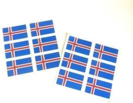 Mini Sticker Pack, 33x20mm Rectangle, Self-Stick Iceland Labels, Icelandic Flag Stickers
