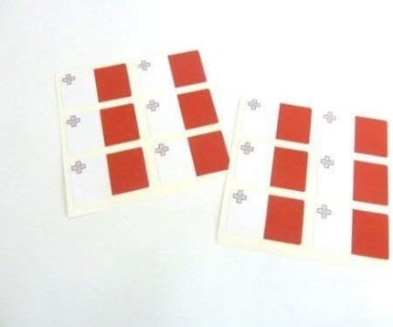 Mini Sticker Pack, 33x20mm Rectangle, Self-Stick Malta Labels, Maltese Flag Stickers
