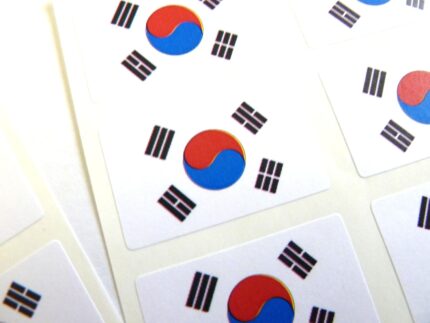 Mini Sticker Pack, 33x20mm Rectangle, Self-Stick South Korea Labels, South Korean Flag Stickers