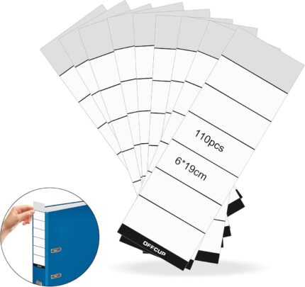 OFFCUP Self Adhesive Spine Labels, 60pcs 60x 190 mm File Folder Labels, Easy to Apply Lever Arch File Folder Label Stickers for Filing and Archiving at Home School Office