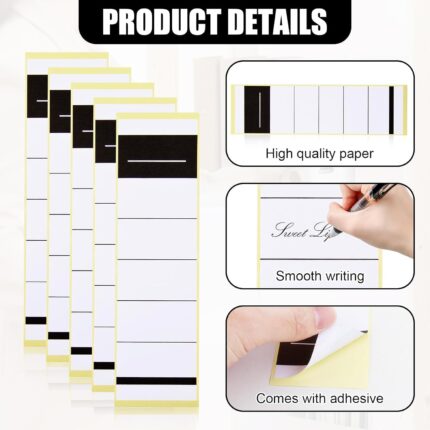 Pack of 100 Self-Adhesive Folder Labels, 54 x 190 mm, Lever Arch File Labels, self-Adhesive Folder Spines, Spine Stickers for 8 cm, Lever Arch Folders, Office and School, White