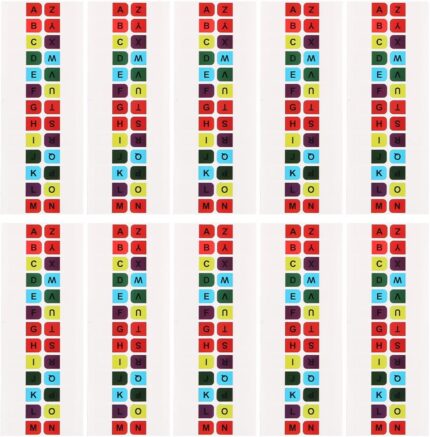 Pack of 260 Index Tabs Self-Adhesive Index Tabs A-Z Alphabetical Tabs Colourful Letter Tabs Label Stickers for Folders Notebooks Files Textbook