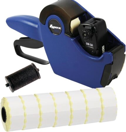Panther Lynx Lite DBC8 Price Gun Starter Pack with 11,000 White Permanent 26 x 12 Labels and Spare Ink