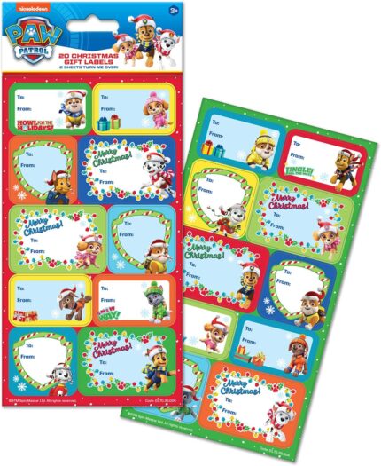 Paper Projects Paw Patrol Labels Stickers | 20 Adhesive Labels | Perfect for Decorating Presents