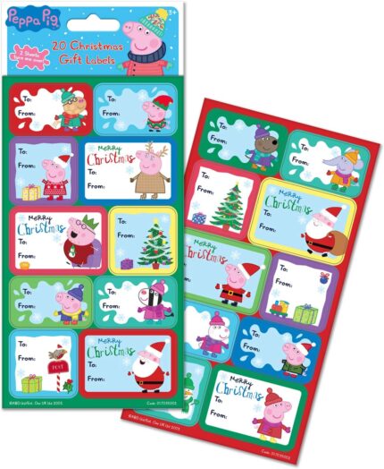 Peppa Pig Christmas Gift Label Stickers | Includes 20 Adhesive Labels | Perfect for Decorating Presents