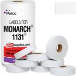 Perco White Pricing Labels for Monarch 1131-20,000 Count, 8 Rolls, Ink Roll Included