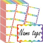 Rainbow Name Tag Labels, 240 Pack, 76mm x 50mm, Self-Adhesive Sticky Label Stickers for School Office Party