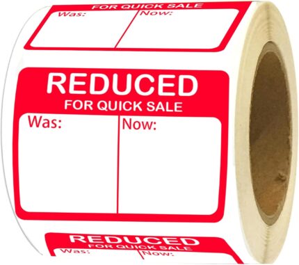 Reduced Sale Price Labels, 500 Count, Retail Price Labels, 1.8″ x 2″, Grocery Store Food Labels, Price Labels for Garage, Sale, Yard