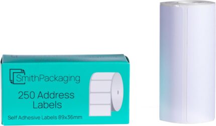 SmithPackaging Address Label Roll Self Adhesive 89 mm x 36 mm White, 250 Labels Per Roll