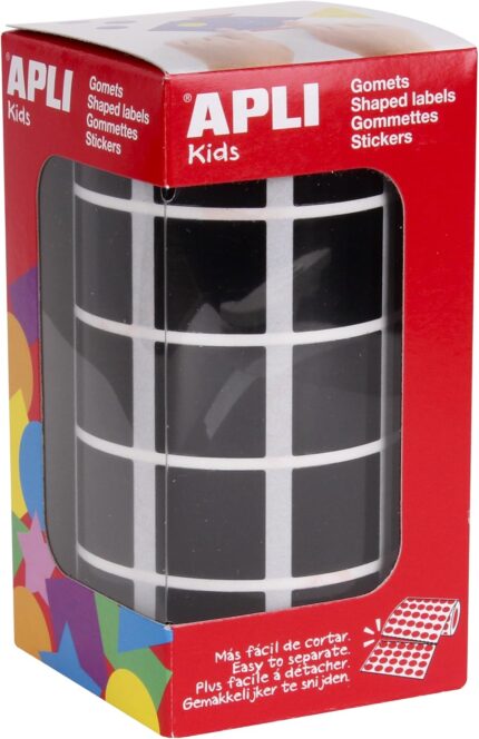 Square Stickers on a Roll Diameter 20 mm Black