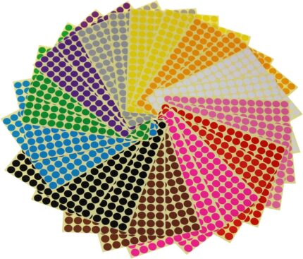 Sticky Color Coding Labels Removable Small Circle Dot Stickers for Classroom Organization Decorations Yard Sale Calendar Planner, 10mm Diameter, 12 Colors, Total 3960 Dots in 24 Sheets