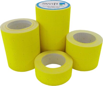 Swift 22 x 12 mm Price Gun Labels CT1 Yellow 10 Rolls 5,000 Stickers Pricemarking Tags Fits Many Pricing Labellers
