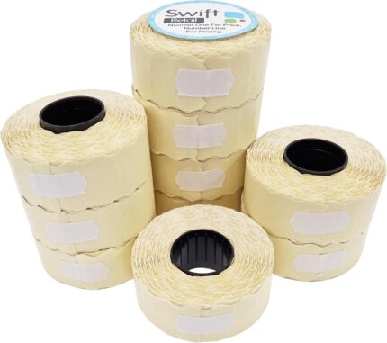 Swift 26 x 12 mm Price Gun Labels White Peelable 10 Rolls 10,000 Stickers CT4 Wavy Edge Pricemarking Tags Fits Many Pricing Labellers