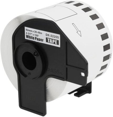 Swift Compatible DK-22205 62mm x 30.48m White Thermal Continuous Paper Tape Labels Compatible with Brother QL-1100 QL-1060N QL-570 QL-580 QL-700 QL-710W QL-800 QL-810W QL-820NWB Printers