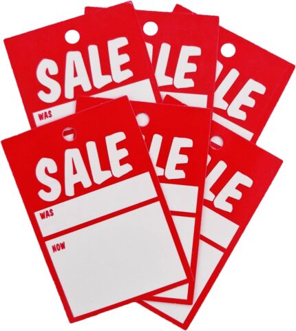 Swift Sale Card Clothing Promotional Tags Tagging Gun Labels 75 mm x 50 mm (Pack of 100)